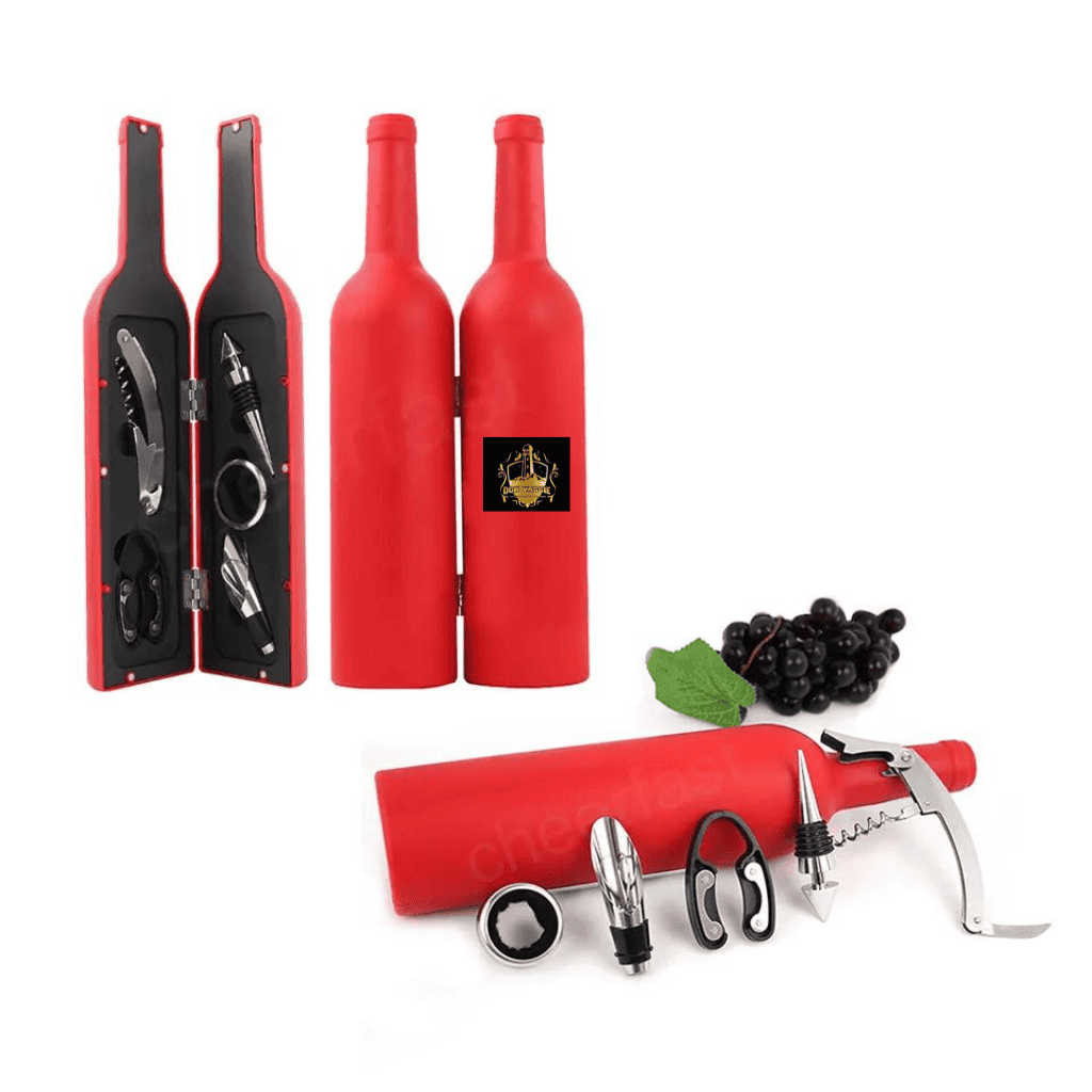 Solaris Wine Accessories Gift Set - 5 Pcs Deluxe Wine Corkscrew Opener Sets  Bottle Shape in Elegant Gift Box, Great Wine Gifts Idea for Wine Lovers