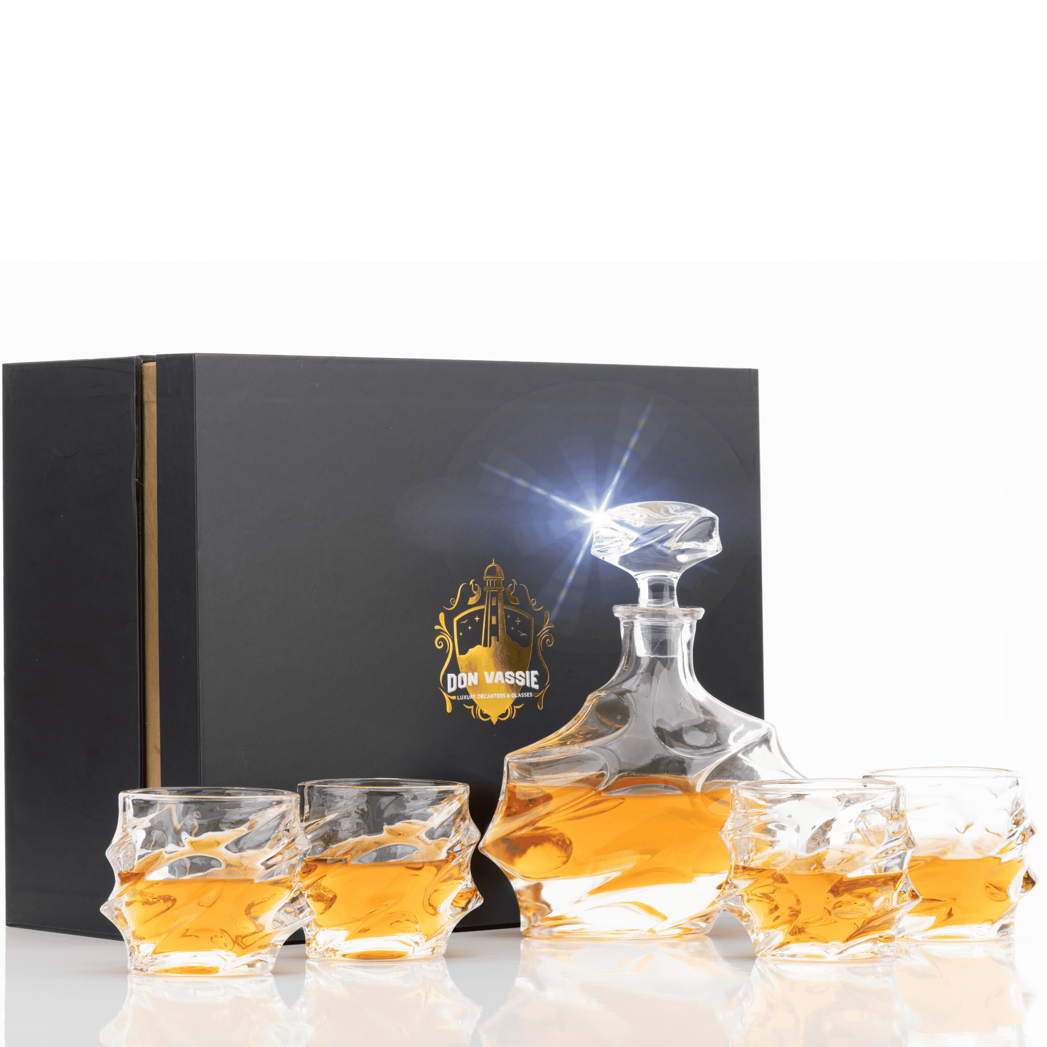 whiskey decanter and glass set