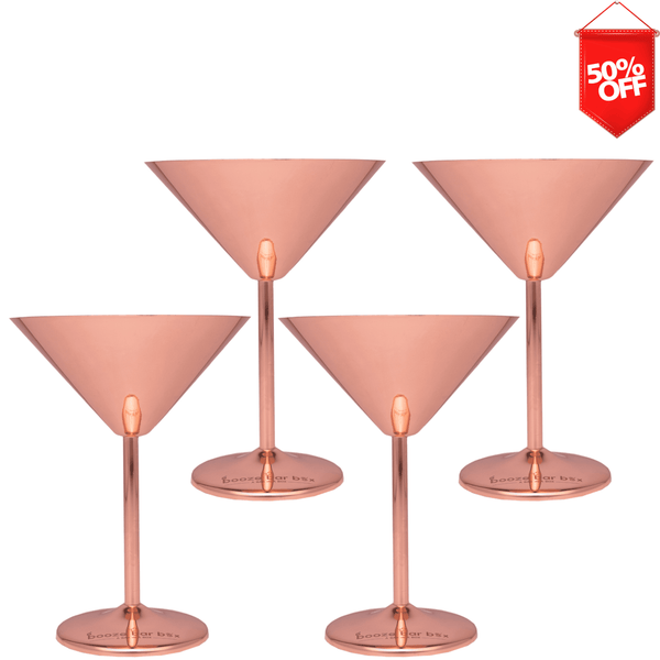 Rose Gold Stainless Steel Martini Glasses - Set Of 4