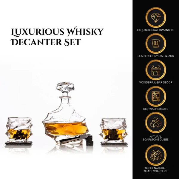 Don Vassie Luxury Whiskey Decanter and Stones Gift Set -JENOLAN CAVES
