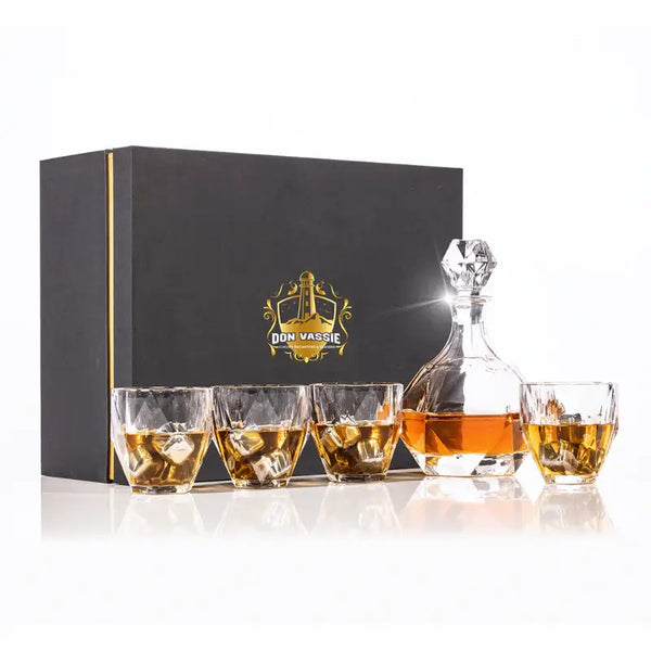 Don Vassie Luxury Crystal Whisky Decanter Set with 4 Glasses-BAY OF FIRES - Don Vassie Decanters