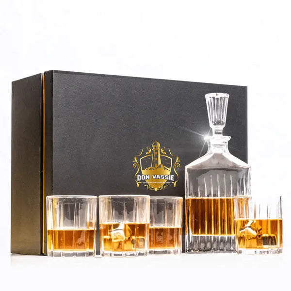 Don Vassie Luxury Crystal Whisky Decanter Set with 4 Glasses-KAKADU - Don Vassie Decanters