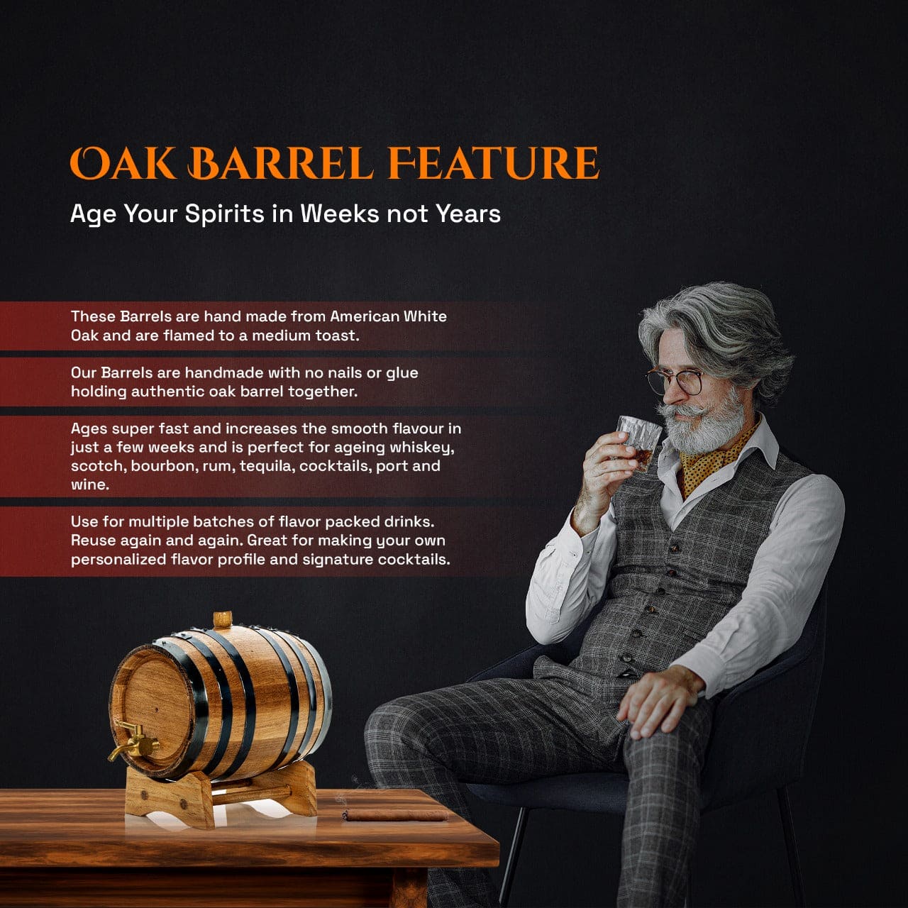 wooden oak barrels 